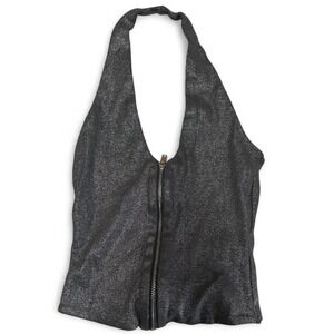 ZARA metallic silver halter top